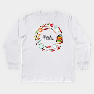 Back To School Background Circle Kids Long Sleeve T-Shirt